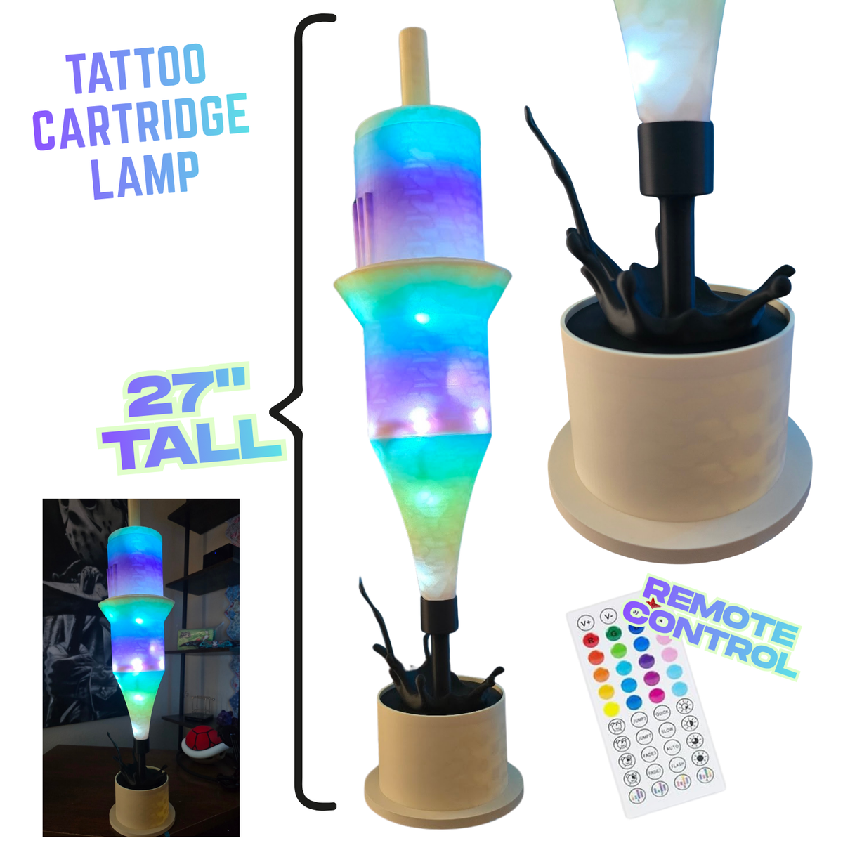 Giant Tattoo Cartridge & Ink Cap Lamp